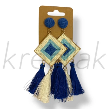 Királykék rombusz bojt fülbevaló