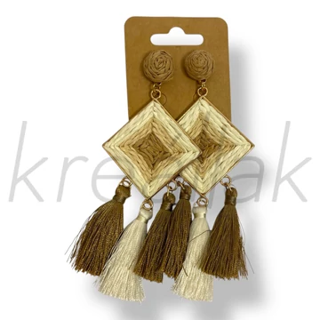 Barna rombusz bojt fülbevaló