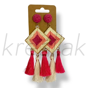 Pink rombusz bojt fülbevaló