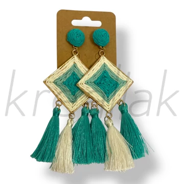 Türkiz rombusz bojt fülbevaló