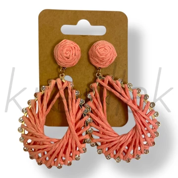 Korall csepp szalma fülbevaló