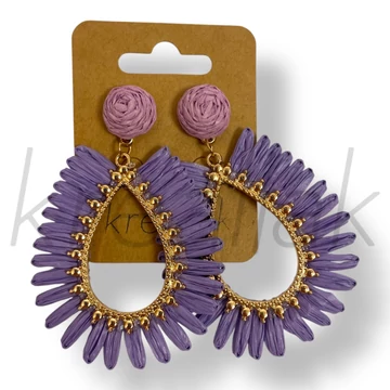 Lila csepp szalma fülbevaló