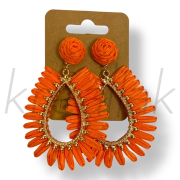 Narancs csepp szalma fülbevaló