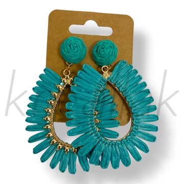 Türkizkék csepp szalma fülbevaló