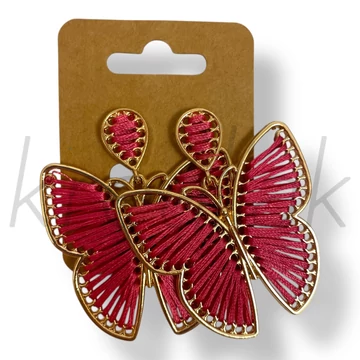 Pink lepke fülbevaló