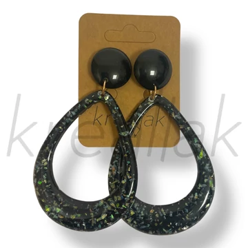 Fekete nagy ovális fülbevaló