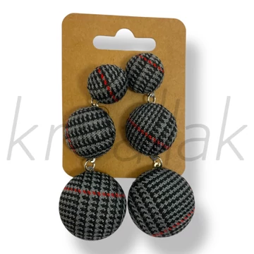 Szürke eszterházi kockás fülbevaló