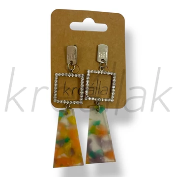 Sárga trapéz plasztik fülbevaló