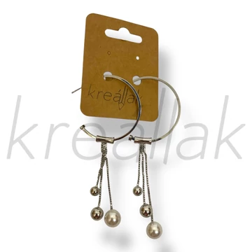 Ezüst színű karika gyöngy fülbevaló