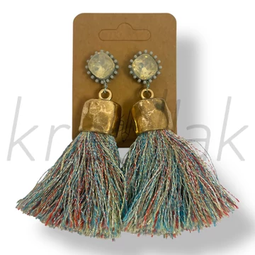 Kék cirmos bojt fülbevaló