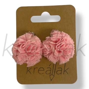 Rózsaszín tüll köves fülbevaló