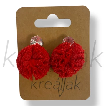 Piros tüll köves fülbevaló