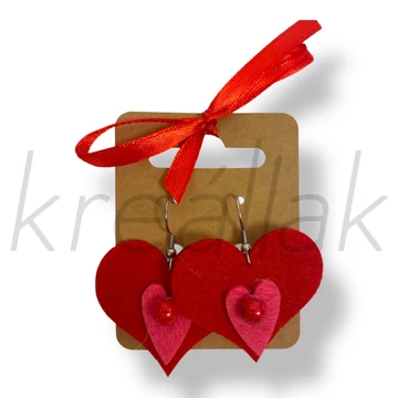 Pink szív filc fülbevaló