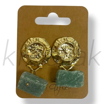 Arany díszes zöld köves fülbevaló