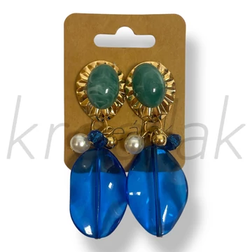 Kék leveles,köves fülbevaló