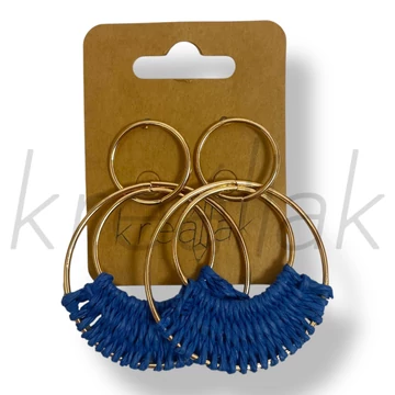 Királykék szalma karika fülbevaló