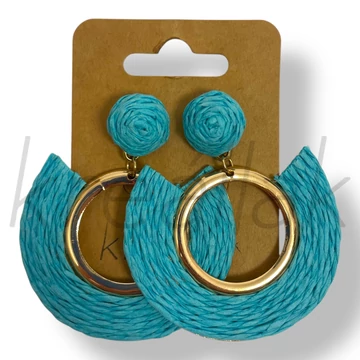 Türkizkék szalma karika fülbevaló