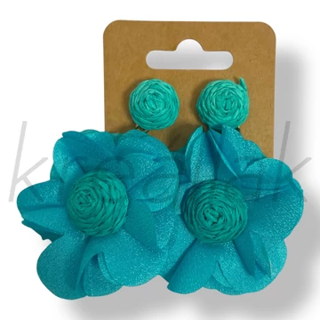 Türkizkék selyem virág fülbevaló