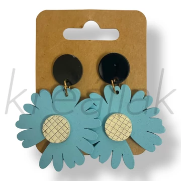 Kék margaréta fa fülbevaló