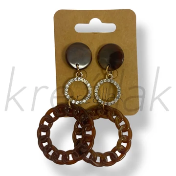 Barna plasztik köves fülbevaló