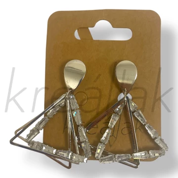 Ezüst színű háromszög köves fülbevaló