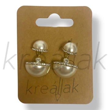 Fehér gyöngyös,köves fülbevaló