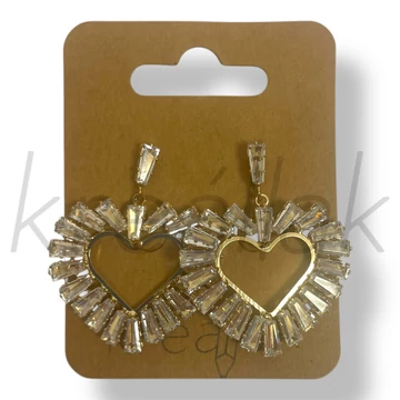 Arany szív köves fülbevaló