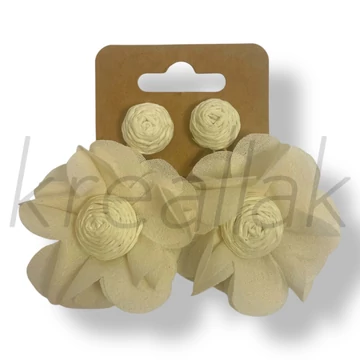 Krém selyem virág fülbevaló