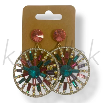 Színes köves kerek fülbevaló