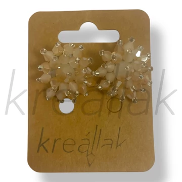 Bézs gyöngy virág fülbevaló