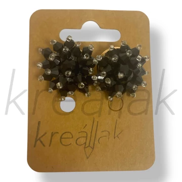 Fekete gyöngy virág fülbevaló