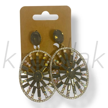 Szürke köves ovális fülbevaló