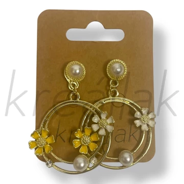 Sárga virágos karika fülbevaló