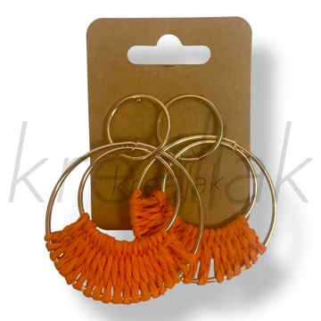 Narancs szalma karika fülbevaló