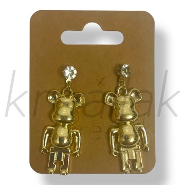 Arany színű robot maci fülbevaló