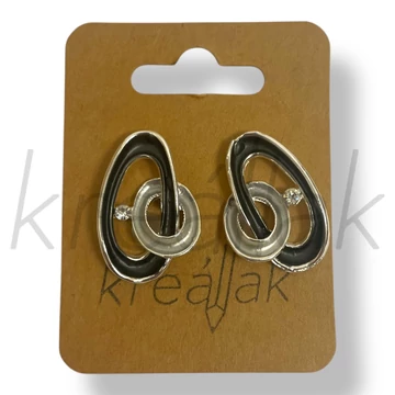 Fekete körös,köves fülbevaló