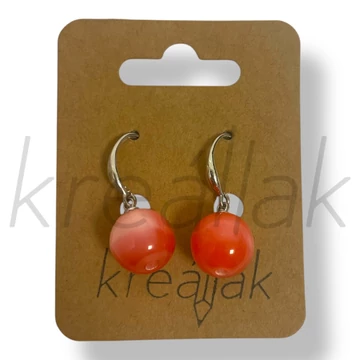 Piros gyöngy cirkónia fülbevaló