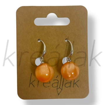 Narancs gyöngy cirkónia fülbevaló 