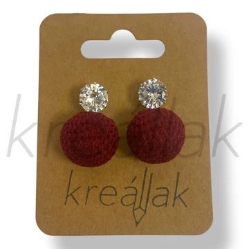 Bordó kötött fülbevaló