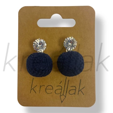 Sötétkék kötött fülbevaló