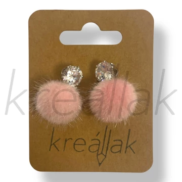 Rózsaszín szőr gömb fülbevaló