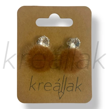 Barna szőr gömb fülbevaló