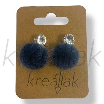 Kék szőr gömb fülbevaló