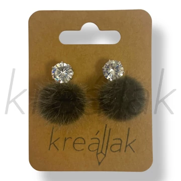 Keki zöld szőr gömb fülbevaló