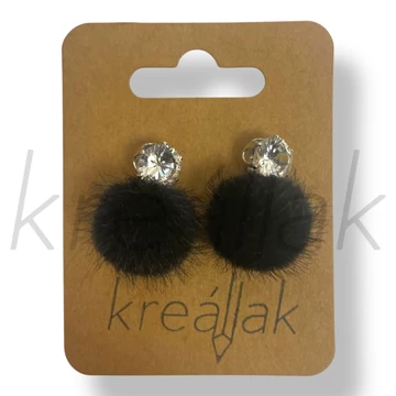 Fekete szőr gömb fülbevaló