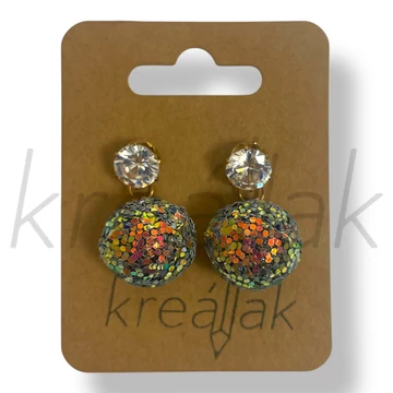 Arany flitter gömb fülbevaló