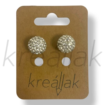 Ezüst strassz gömb fülbevaló