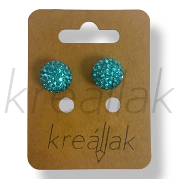 Türkizkék strassz gömb fülbevaló