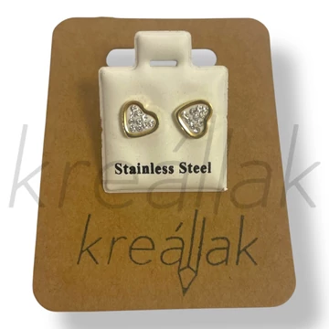 Arany szív kő fülbevaló