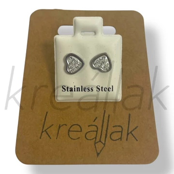 Ezüst szív kő fülbevaló